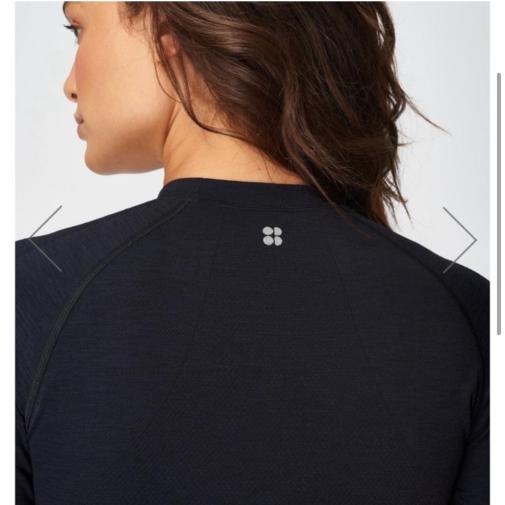 Sweaty Betty athlete long sleeve seamless top rashguard thumb holes shirt black